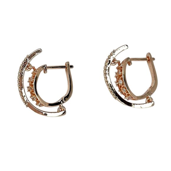 Elegant Rose Gold-Toned Hoop Earrings Gift for Women Unique Trendy Chic - Picture 4 of 5